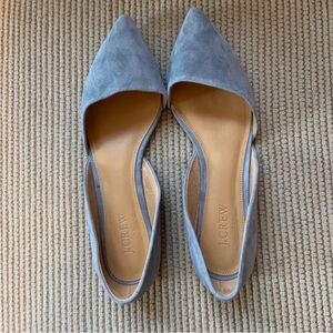 J.Crew Dusty Blue Suede D’ Orsay Pointed Toe Flats Size 9